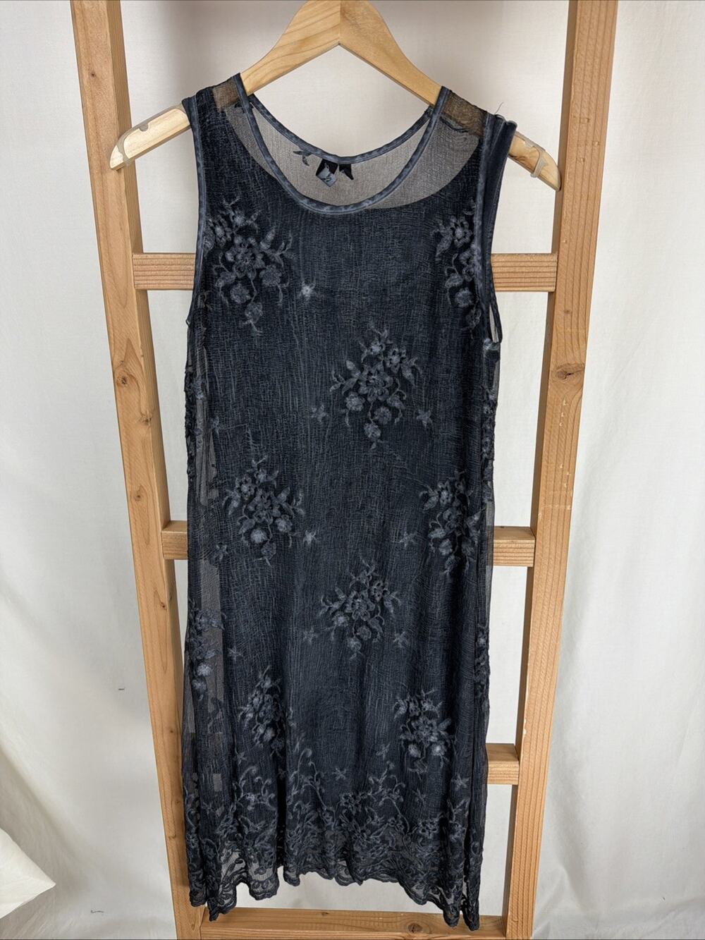 NWT Gretty Zueger Charcoal Black Sheath Silk Dress #1017 Size X Small